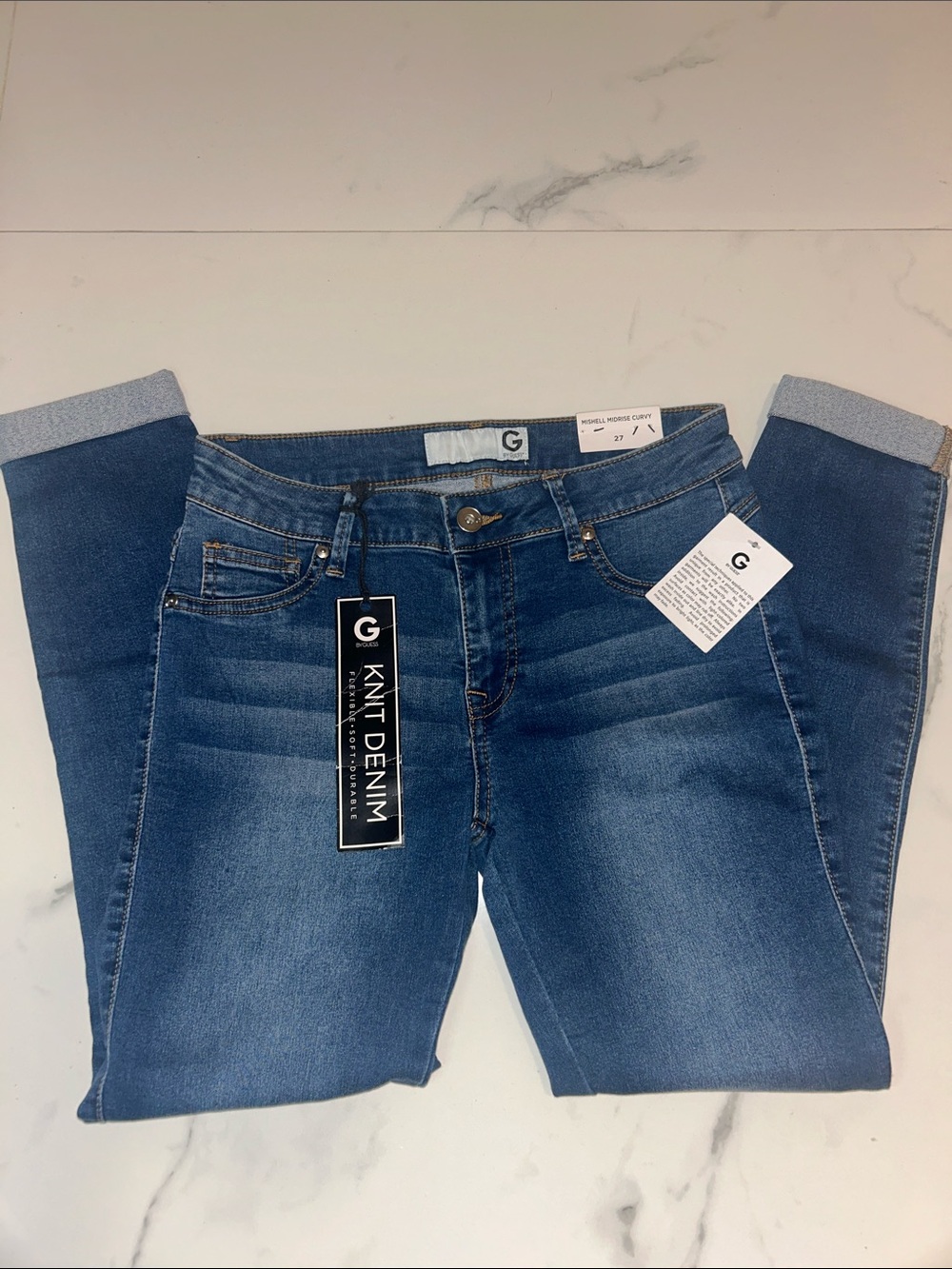 G by Guess Women's Dark Blue Skinny Knit Denim Jeans